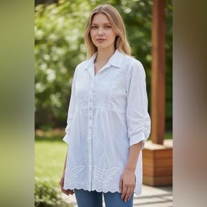 PARSLEY & SAGE White Textured Tunic Top, M